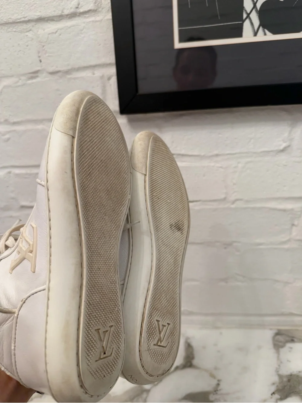 Louis Vuitton White Cream High-Top Sneakers